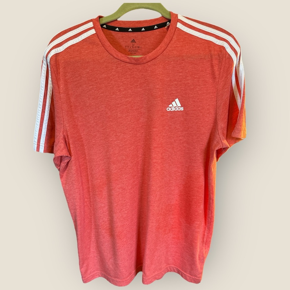 Adidas Aeroready Shirt Mens Medium Short Sleeve Crew Neck Retro 3 Stripe pink M